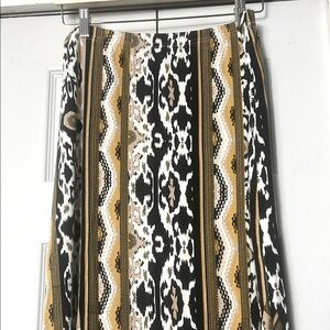 NEVADA Stylish Black, Yellow, White & Tan Patterned long Skirt. NEW